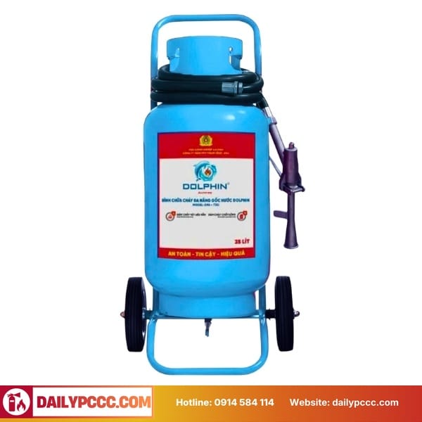 Bình chữa cháy gốc nước xe đẩy 35 lít (vỏ thép) DOLPHIN