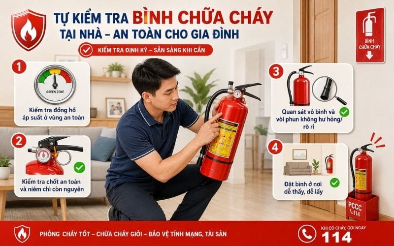 tự kiểm tra bình chữa cháy tại nhà đúng cách